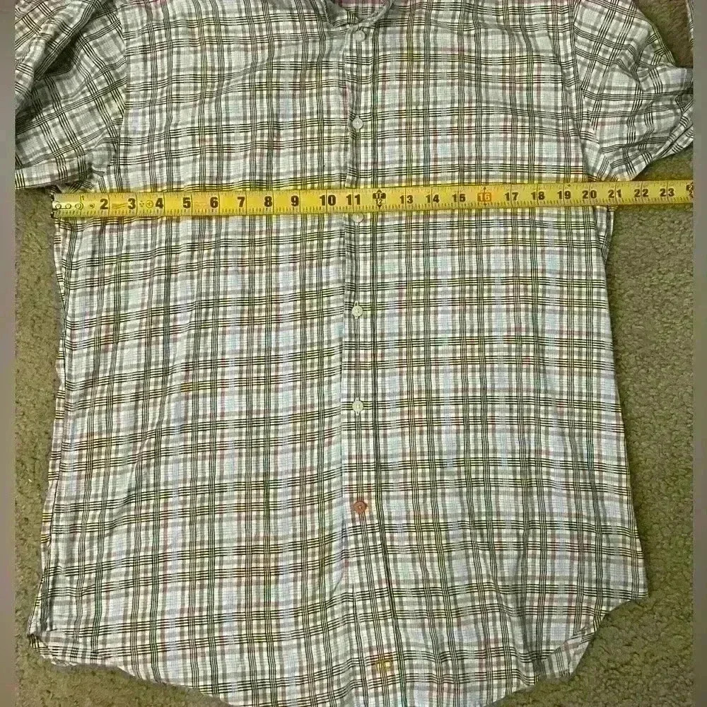 Thomas Dean Men’s Medium Button Down Flip Cuff Long Sleeve Plaid Shirt - Picture 4 of 7